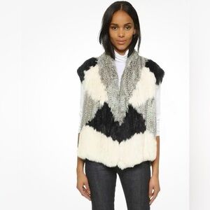 Vince Black and White Fur Vest